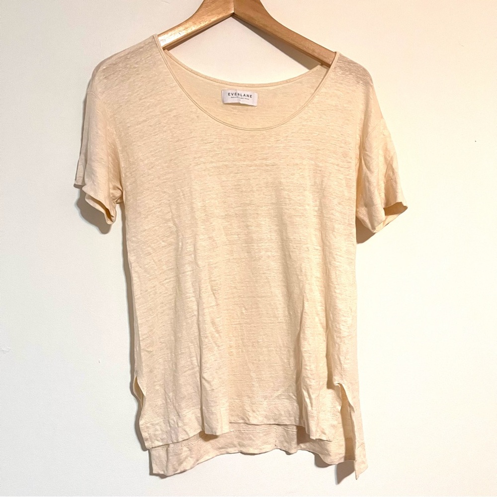 Everlane Ivory/Cream Linen Scoop Neck Tee Small
